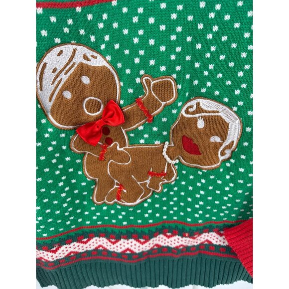 Spencers XL Naughty Gingerbread v Neck Christmas Sweater Holiday Ugly Party - Picture 2 of 8